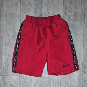 Nike Red Boys' Athletic Shorts with Black Logo Tape